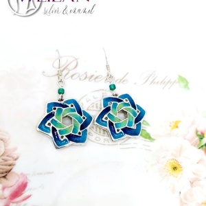 Kelta - Druida ezüst fülbevaló, türkiz átmenetes - ékszer - fülbevaló - lógó fülbevaló - Meska.hu