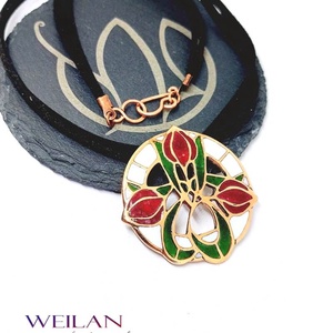 Hej' tulipán - Körtánc bronz medál - piros-fehér-zöld (nagy méret) - ékszer - nyaklánc - medál - Meska.hu