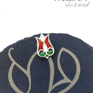 Mátkám - ezüst tűzzománc kitűző pin, kis méret (piros-fehér-zöld) - ékszer - kitűző és bross - Meska.hu