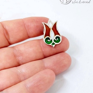 Mátkám - ezüst tűzzománc kitűző pin, kis méret (piros-fehér-zöld) - ékszer - kitűző és bross - Meska.hu