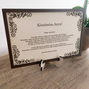 Szülőköszöntő ajándék Anyának  Gravírozott fa tábla állvánnyal, idézettel - Meska.hu
