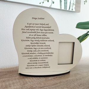 Szív alakú, elegáns fa szülőköszöntő tábla, Esküvő, Emlék & Ajándék, Szülőköszöntő ajándék, , MESKA