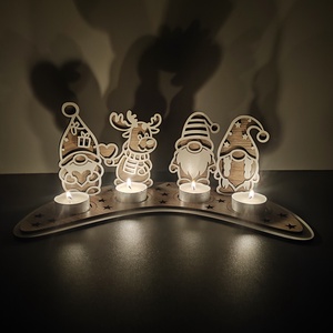 Karácsonyi gyertyatartó manókkal és rénszarvassal - karácsony - karácsonyi lakásdekoráció - karácsonyi illatgyertya, mécses - Meska.hu