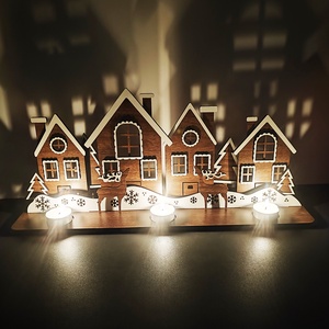 Karácsonyi falucska gyertyatartóval, , , MESKA