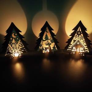 Karácsonyi fenyőfa gyertyatartó szett - Meska.hu