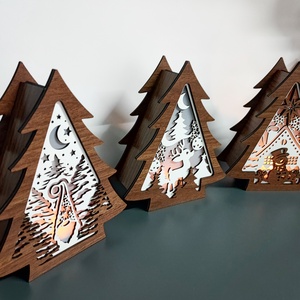 Karácsonyi fenyőfa gyertyatartó szett - karácsony - karácsonyi lakásdekoráció - karácsonyi fénydekoráció - Meska.hu