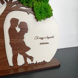 Egyedi páros fa dekoráció mohával � romantikus ajándék szerelmeseknek - otthon & életmód - dekoráció - asztal és polc dekoráció - zuzmódekoráció, mohadekoráció - Meska.hu