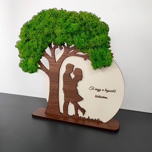 Egyedi páros fa dekoráció mohával � romantikus ajándék szerelmeseknek - otthon & életmód - dekoráció - asztal és polc dekoráció - zuzmódekoráció, mohadekoráció - Meska.hu