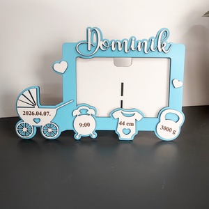 Személyre szabott babaképkeret névvel és születési adatokkal � egyedi babadekoráció - baba - mama - babafotózás - szett újszülött fotózásra - Meska.hu