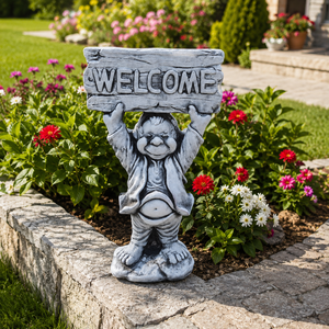 Beton kerti figura - Üdvözlő manó (WELCOME) - otthon & életmód - ház & kert - kerti dísz - Meska.hu