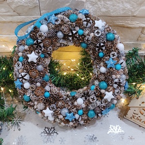 Jégvarázs kék, fehér, ezüst kopogtató, ajtódísz - karácsony - adventi díszek - adventi ajtódísz - Meska.hu