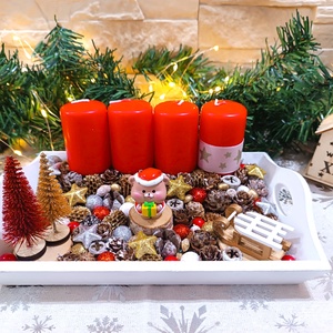 Piros és arany színű, kisebb méretű adventi koszorú - Meska.hu