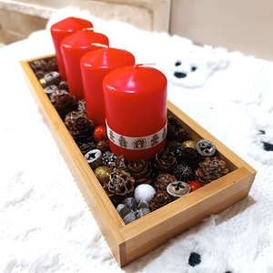 Kisebb méretű piros adventi koszorú  - Meska.hu