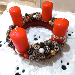 Piros adventi koszorú, asztaldísz  - karácsony - adventi díszek - adventi koszorú - Meska.hu Piros adventi koszorú, asztaldísz  - karácsony - adventi díszek - adventi koszorú - Meska.hu