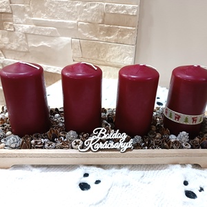 Bordó gyertyás, nagyobb méretű adventi koszorú, Karácsony, Adventi díszek, Adventi koszorú, Mindenmás, MESKA