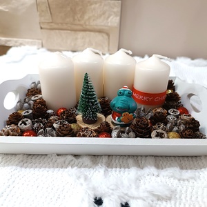 Kisebb méretű adventi koszorú fehér gyertyákkal, Karácsony, Adventi díszek, Adventi koszorú, Mindenmás, MESKA