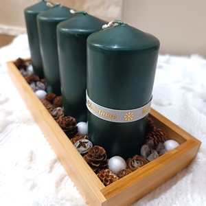 Kisebb méretű zöld-bronz adventi koszorú, Karácsony, Adventi díszek, Adventi koszorú, Mindenmás, MESKA