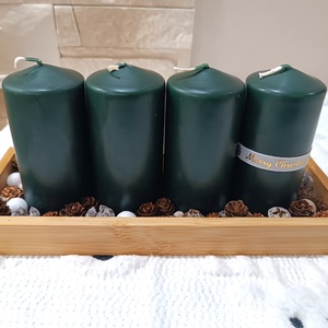 Kisebb méretű zöld-bronz adventi koszorú - karácsony - adventi díszek - adventi koszorú - Meska.hu