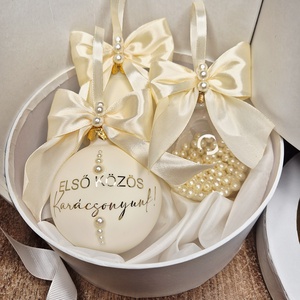 Gyöngyös karácsonyfa gömb csomag-6 dbos - karácsony - karácsonyi lakásdekoráció - karácsonyfadíszek - Meska.hu