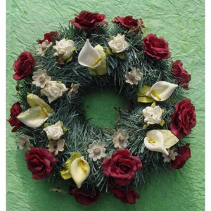 Mindszenti koszorú,piros rózsával körbe díszitett, Otthon & Életmód, Vallás, Temetkezési tárgy, , MESKA