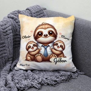 Névvel kérhető - Cuki lajhár Nyakkendős Apa és két gyerek mintás párna - otthon & életmód - lakástextil - párna & párnahuzat - díszpárna (belsővel együtt) - Meska.hu