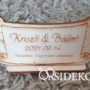 Pergamenes Köszönetajándék és ültetőkártya 2 az 1-ben, Esküvő, Meghívó & Kártya, Ültetési rend, , MESKA