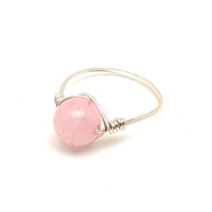 Rózsaszín szeretet rózsakvarc drót gyűrű 8mm, Ékszer, Gyűrű, Gyöngyös gyűrű, , MESKA