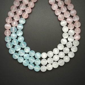 Szelenit szinezett fehér pink vil. kék golyó 8,5mm  ékszerkészítő alapanyag (füzér), Kellékek & szerszámok, Ásvány alapanyag, Ásványfüzér, , MESKA