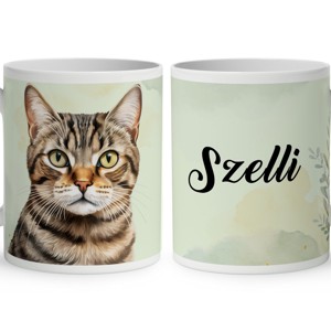 Névvel kérhető - Brazil rövidszőrű macska portré mintás bögre, Otthon & Életmód, Konyhafelszerelés, tálalás, Tálalás, Bögre & Csésze, , MESKA
