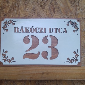 Házszám tábla - Dekor 5, Otthon & Életmód, Ház & Kert, Házszám, Gravírozás, pirográfia, Famegmunkálás, MESKA