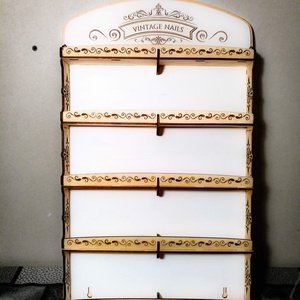 Körömlakk tartó fali polc - VINTAGE változat, Otthon & Életmód, Tárolás & Rendszerezés, Fali tároló, Gravírozás, pirográfia, MESKA