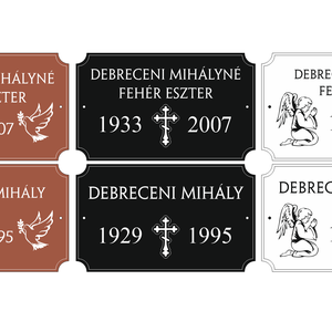 Sírfelirat, sírtábla, kegyeleti tábla, Otthon & Életmód, Vallás, Temetkezési tárgy, Gravírozás, pirográfia, MESKA