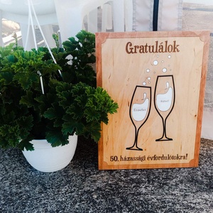 Ajándéktábla - Házassági évforduló, Otthon & Életmód, Dekoráció, Dísztárgy, Gravírozás, pirográfia, MESKA