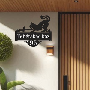 Házszám tábla - PL15 - Macska, Otthon & Életmód, Ház & Kert, Házszám, Gravírozás, pirográfia, MESKA