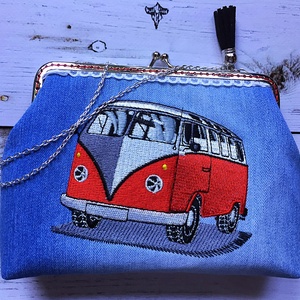 Rendelhető! Volkswagen T1 retro autós fémkeretes- farmer  tárca. -  - Meska.hu