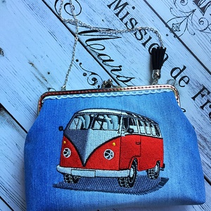 Rendelhető! Volkswagen T1 retro autós fémkeretes- farmer  tárca. -  - Meska.hu