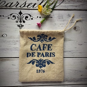 CAFE DE PARIS-Kendervászon mini zsák - táska & tok - bevásárlás & shopper táska - shopper, textiltáska, szatyor - Meska.hu