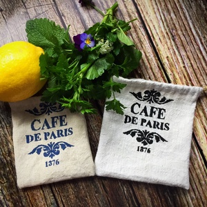 CAFE DE PARIS-Kendervászon mini zsák - táska & tok - bevásárlás & shopper táska - shopper, textiltáska, szatyor - Meska.hu