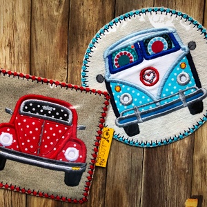 Hímzett Retro Volksvagen T1 busz poháralátét - otthon & életmód - konyhafelszerelés, tálalás - tálalás - tányér- és poháralátét - Meska.hu