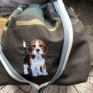 Beagle kutyás-vászon hímzett  táska  - táska & tok - variálható táska - Meska.hu
