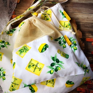 Olivás öko zsák és szatyor /szettben/ - táska & tok - bevásárlás & shopper táska - shopper, textiltáska, szatyor - Meska.hu