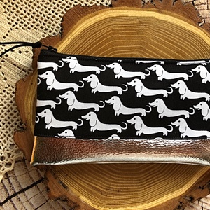 Tacskós pamutvászon és textilbőr neszesszer-tolltartó - táska & tok - neszesszer - Meska.hu