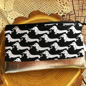 Tacskós pamutvászon és textilbőr neszesszer-tolltartó - táska & tok - neszesszer - Meska.hu