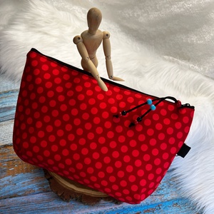 Hímzett Tacsi mintás farmer és vászon neszesszer, csukló táska - táska & tok - neszesszer - Meska.hu