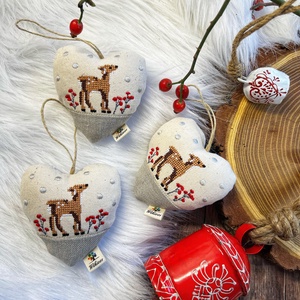Őzikés-Szívecske dísz szett-karácsonyi dísz csomag 3 db szív egy csomag! - karácsony - karácsonyi lakásdekoráció - karácsonyfadíszek - Meska.hu