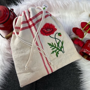 Kenyeres zsák-Pipacsos hímzett- öko zsák-vastag erős anyagból - Meska.hu