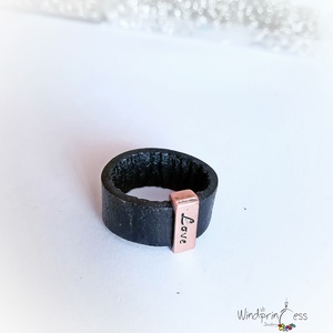 Bőr gyűrű réz dísszel - ékszer - gyűrű - kerek gyűrű - Meska.hu