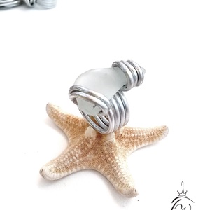 Statement gyűrük , sea glass( tengeri üveg) - ékszer - gyűrű - figurális gyűrű - Meska.hu