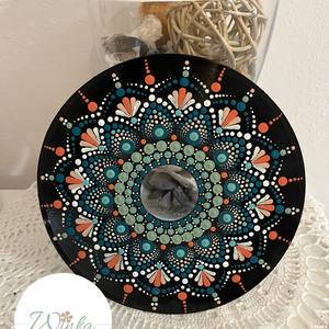 TENGER pontfestett mandala bakelit lemezen, Otthon & Életmód, Dekoráció, Spiritualitás, Mandala, Festett tárgyak, Festészet, MESKA