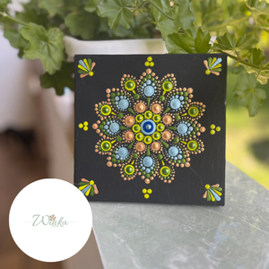 Kék-zöld pontfestett falikép  - otthon & életmód - dekoráció - spiritualitás - mandala - Meska.hu